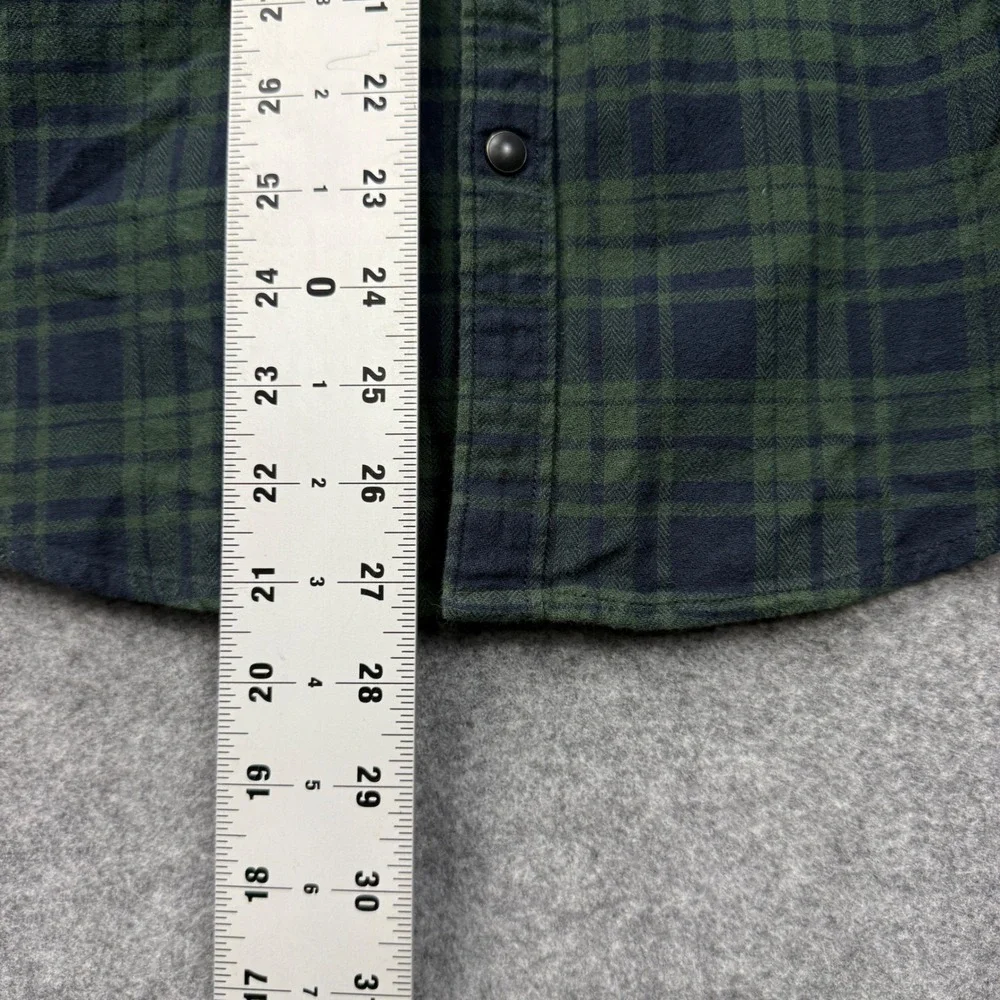 Lucky Brand‎ Mens Saturday Stretch Green Plaid Western Snap Front Shirt Medium